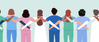 Illustration of nurses standing together.